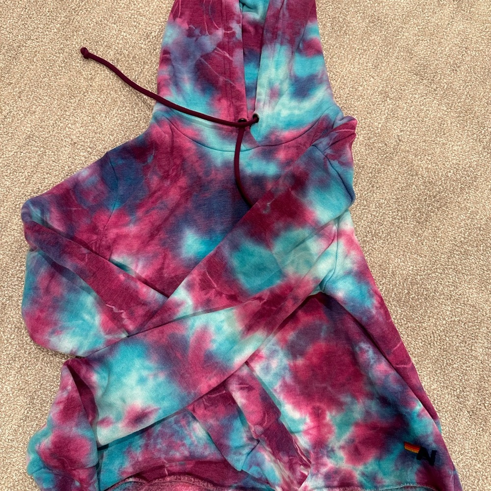 TIE DYE AVIATOR CROPPED SWEATSHIRT